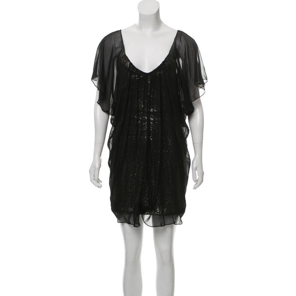 Badgley Mischka sequin embellished chiffon overlay dress 665 - Picture 1 of 9